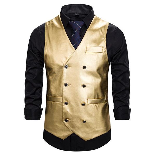 men's vests shiny vest coat sleeveless jacket men nightclub prom stage party uniform work clothes double breasted slim waistcoat male, Black;white
men's vests shiny vest coat sleeveless jacket men nightclub prom stage party uniform work clothes double breasted slim waistcoat male, Black;white