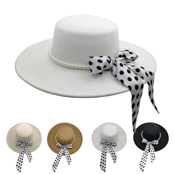 berets 9.5cm big brim white fedora hat women elegant pearl bow flat autumn and winter woolen barnacle jazz, Blue;gray
berets 9.5cm big brim white fedora hat women elegant pearl bow flat autumn and winter woolen barnacle jazz, Blue;gray