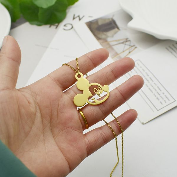 european and american creative mouse pendant necklace stainless steel collarbone chain for mom friends, Silver
european and american creative mouse pendant necklace stainless steel collarbone chain for mom friends, Silver