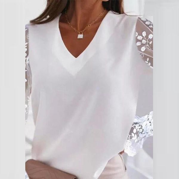 women's blouses & shirts women fashion blouse elegant patchwork lace long sleeve pullover mesh solid color v neck lady shirt clothe, White
women's blouses & shirts women fashion blouse elegant patchwork lace long sleeve pullover mesh solid color v neck lady shirt clothe, White