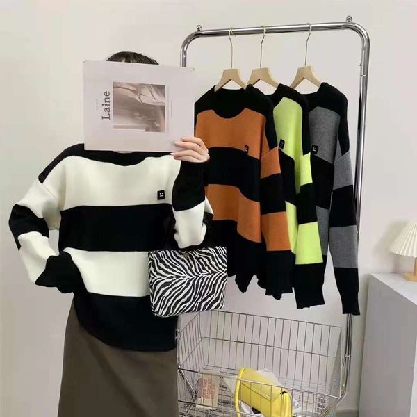 autumn and winter classic black white stripe knitted sweater loose casual, White;black
autumn and winter classic black white stripe knitted sweater loose casual, White;black