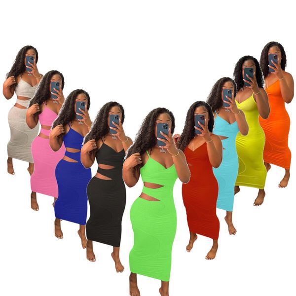 women spaghetti strap dresses solid color sleeveless maxi skirts summer clothing fashion hollow out clubwear dress 5253, White
women spaghetti strap dresses solid color sleeveless maxi skirts summer clothing fashion hollow out clubwear dress 5253, White