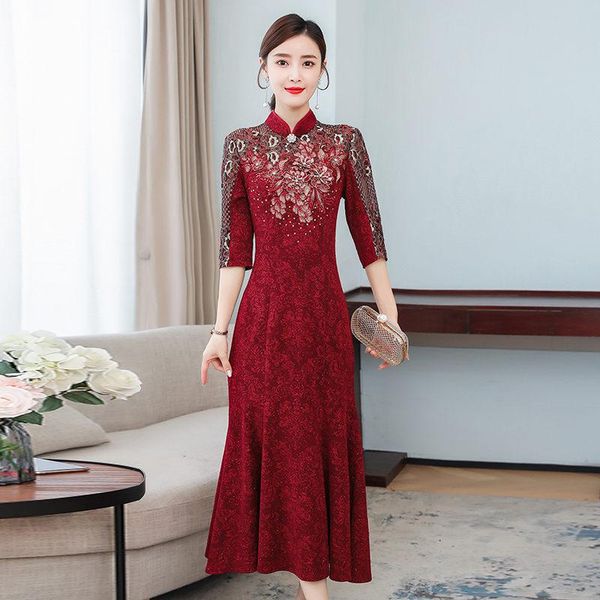 fishtail cheongsam dress women mid-length noble red velvet plus size female wedding qipao fashion elegant slim vestidos y1339 casual dresses, Black;gray
fishtail cheongsam dress women mid-length noble red velvet plus size female wedding qipao fashion elegant slim vestidos y1339 casual dresses, Black;gray