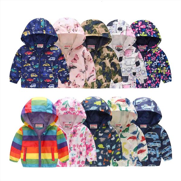 spring windbreaker for girls boy dinosaur childrens jacket 2 to 8 years toddler kids coat teen child bomber hooded clothes, Blue;gray