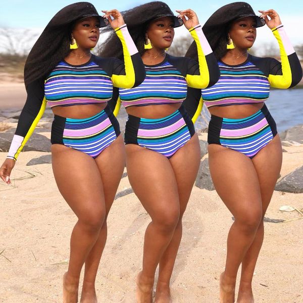 women's swimwear 2021 summer fashion plus size beach striped print contrast stitching swimsuit suit high waist, White;black
women's swimwear 2021 summer fashion plus size beach striped print contrast stitching swimsuit suit high waist, White;black