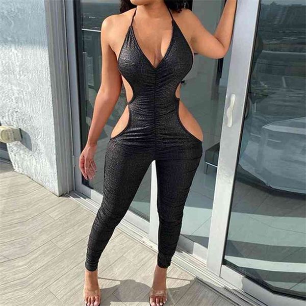 summer club women clothes jumpsuit halter sling v-neck sleeveless bodycon hollow out lace up backless rompers solid black 210517, Black;white
summer club women clothes jumpsuit halter sling v-neck sleeveless bodycon hollow out lace up backless rompers solid black 210517, Black;white