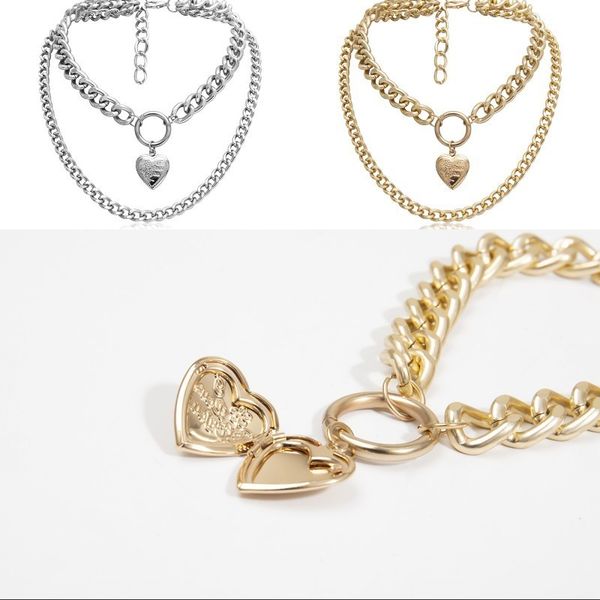 love heart womens necklace jewelry double deck openable alloy pendant necklaces exaggeration plated gold chains 5 2xr j2b, Silver
love heart womens necklace jewelry double deck openable alloy pendant necklaces exaggeration plated gold chains 5 2xr j2b, Silver