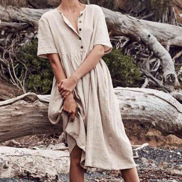skirts boho cotton linen dress women women's solid short sleeve button loose knee length summer sun es vestido du3a, Black
skirts boho cotton linen dress women women's solid short sleeve button loose knee length summer sun es vestido du3a, Black