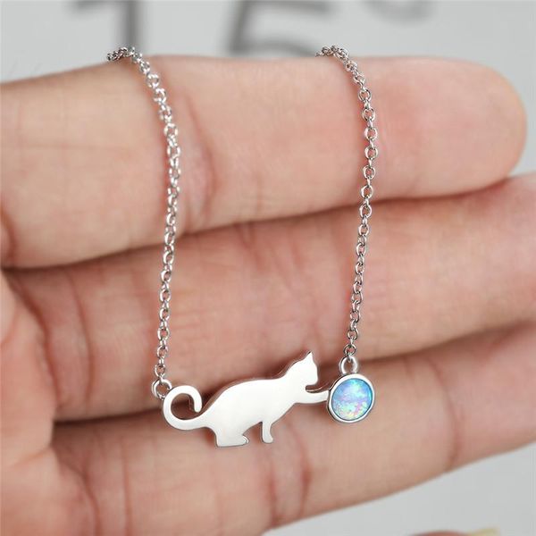 pendant necklaces charm blue opal necklace cute small cat play round ball pendants for women wedding vintage silver color chain
pendant necklaces charm blue opal necklace cute small cat play round ball pendants for women wedding vintage silver color chain