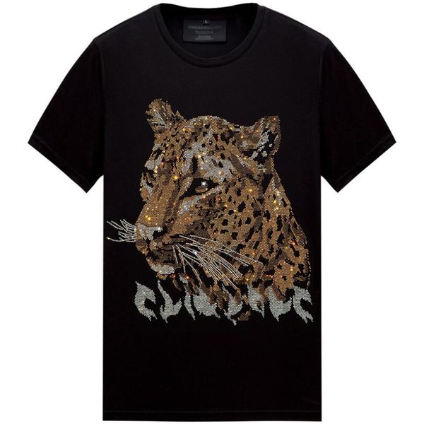 t-shirt men summer designer short sleeve o collar drill leopard pattern t shirts casual w172, White;black
t-shirt men summer designer short sleeve o collar drill leopard pattern t shirts casual w172, White;black