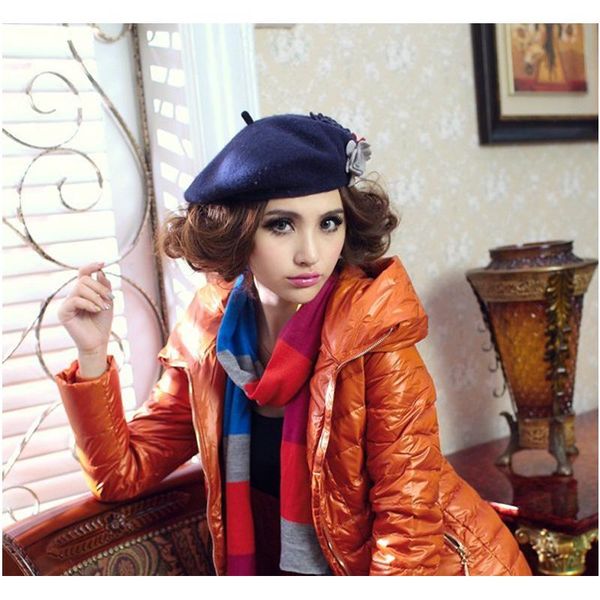 berets wool solid color beret female bonnet caps all matched warm walking cap trendy winter women hat with flower decoration, Blue;gray
berets wool solid color beret female bonnet caps all matched warm walking cap trendy winter women hat with flower decoration, Blue;gray