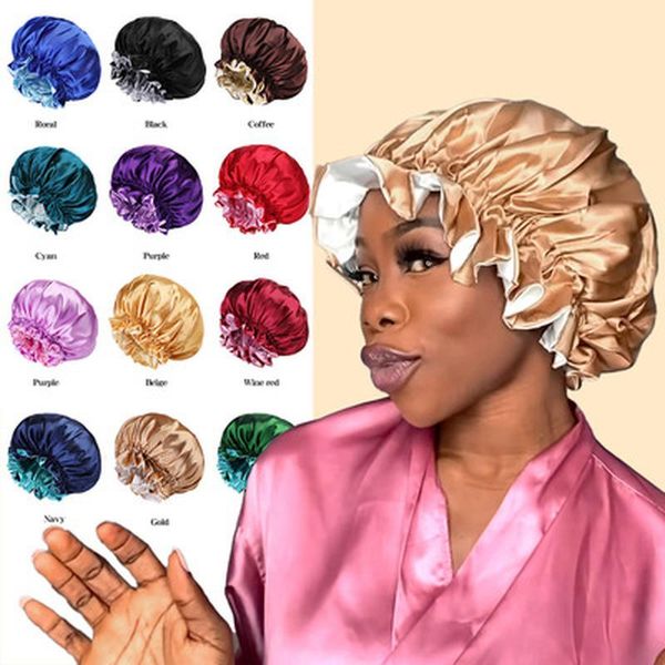 beanie/skull caps 2021 women satin bonnet double side silky big for lady sleep cap solid headwrap hat gorras para mujer, Blue;gray
beanie/skull caps 2021 women satin bonnet double side silky big for lady sleep cap solid headwrap hat gorras para mujer, Blue;gray