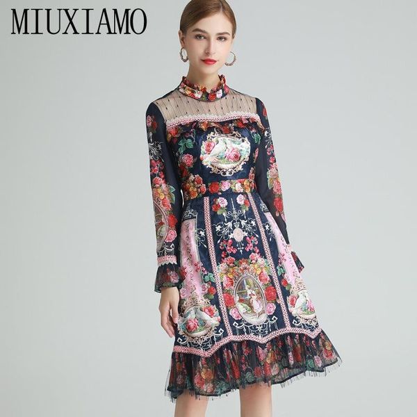 casual dresses miuximao 2021 spring summer mesh long sleeve ruffles character flower print slim elegant midi dress women vestidos, Black;gray
casual dresses miuximao 2021 spring summer mesh long sleeve ruffles character flower print slim elegant midi dress women vestidos, Black;gray