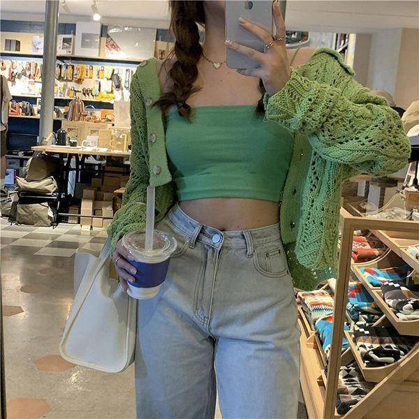 women's knits & tees green hollow out knitted cardigan 2 piece set women spring autumn 2021 cropped camisole short long sleeve camis r, White
women's knits & tees green hollow out knitted cardigan 2 piece set women spring autumn 2021 cropped camisole short long sleeve camis r, White