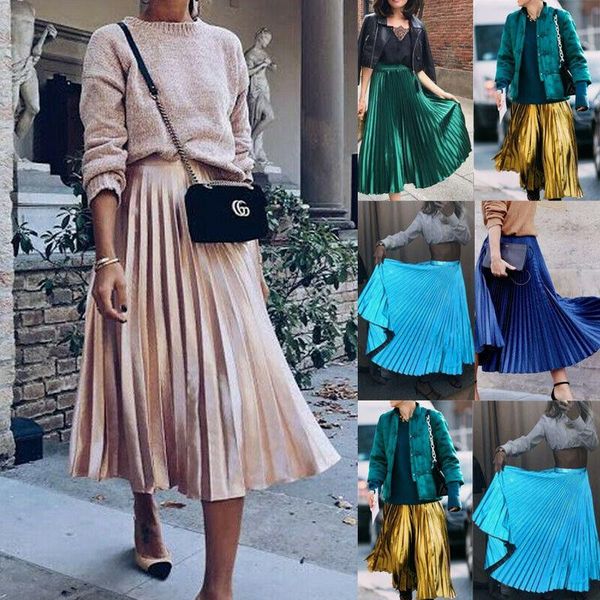 skirts autumn 2021 women long metallic silver maxi pleated skirt midi high waist elascity casual party, Black
skirts autumn 2021 women long metallic silver maxi pleated skirt midi high waist elascity casual party, Black
