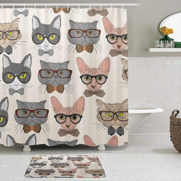 fabric shower curtain and mats set,hipster cat modern,waterproof bath curtains with 12 hooks,non slip rugs
fabric shower curtain and mats set,hipster cat modern,waterproof bath curtains with 12 hooks,non slip rugs