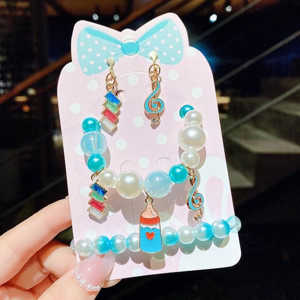 earrings & necklace 4pcs child bracelet bead cartoon cute girl kids student clip holeless ear pins jewelry set, Silver
earrings & necklace 4pcs child bracelet bead cartoon cute girl kids student clip holeless ear pins jewelry set, Silver