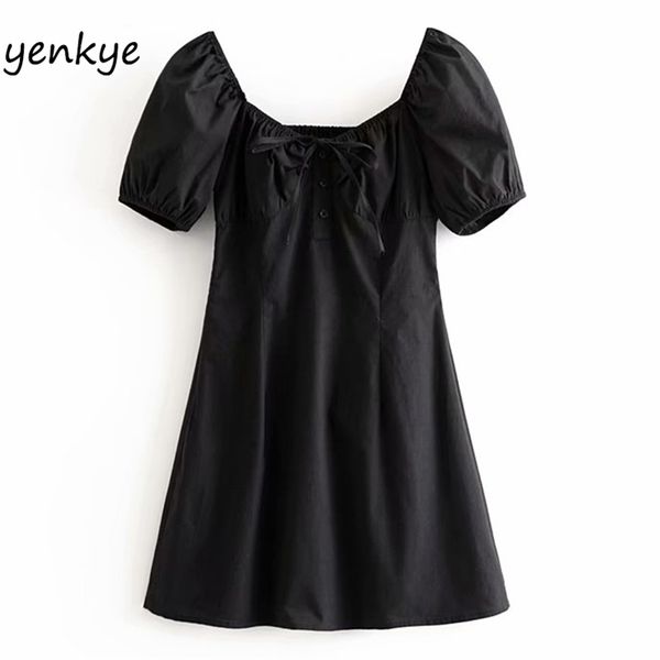 sweet women front lace up black a-line mini dress lady v neck short sleeve summer vestidos ddom9183 210514, Black;gray
sweet women front lace up black a-line mini dress lady v neck short sleeve summer vestidos ddom9183 210514, Black;gray