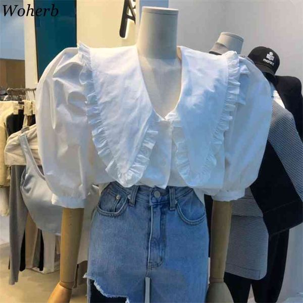 korean fashin shirts summer blouses women sweet peter pan coller ruffles mujer puff sleeve loose white 95494 210519
korean fashin shirts summer blouses women sweet peter pan coller ruffles mujer puff sleeve loose white 95494 210519