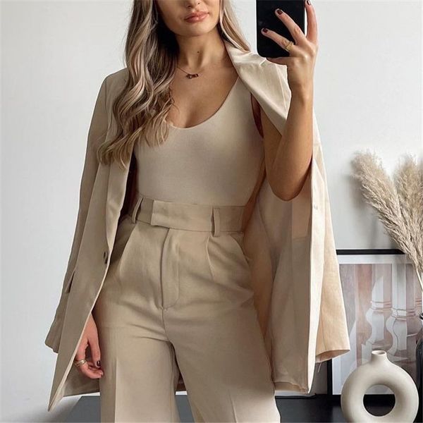 casual single button solid blazer fashion office wear coat vintage long sleeve pockets female outerwear chic 210430, White;black
casual single button solid blazer fashion office wear coat vintage long sleeve pockets female outerwear chic 210430, White;black