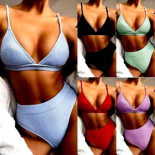 women's swimwear push up bikini set swimsuits high waist women ribbed biquini bathing suits brazilian 2021 purple bather, White;black
women's swimwear push up bikini set swimsuits high waist women ribbed biquini bathing suits brazilian 2021 purple bather, White;black