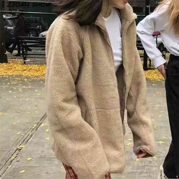 winter loose faux lamb fur coat stand collar long sleeve ry zipper women jacket oversize outerwear 210429, Black
winter loose faux lamb fur coat stand collar long sleeve ry zipper women jacket oversize outerwear 210429, Black