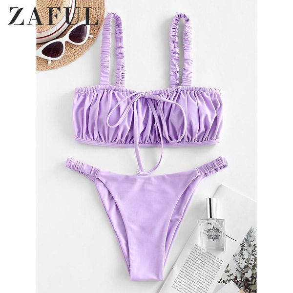 elastic straps tie ruched bikini swimsuit smocked padded tube sets solid high cut women set women's swimwear, White;black
elastic straps tie ruched bikini swimsuit smocked padded tube sets solid high cut women set women's swimwear, White;black