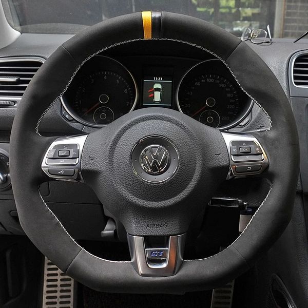 diy black genuine leather suede soft car steering wheel cover for volkswagen golf 6 gti mk6 / polo gti / scirocco r passat cc
diy black genuine leather suede soft car steering wheel cover for volkswagen golf 6 gti mk6 / polo gti / scirocco r passat cc