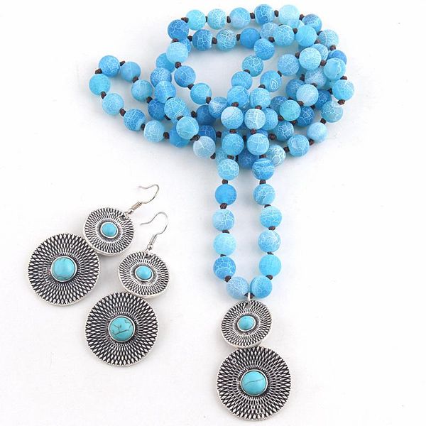 pendant necklaces rh fashion bohemian jewelry accessory 8mm stones knotted with stone earring set for women boho gift, Silver
pendant necklaces rh fashion bohemian jewelry accessory 8mm stones knotted with stone earring set for women boho gift, Silver