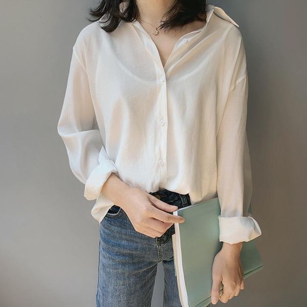 women's blouses & shirts summer solid casual loose long sleeve shirts+camis 2 piece sets for ladies streetwear, White
women's blouses & shirts summer solid casual loose long sleeve shirts+camis 2 piece sets for ladies streetwear, White