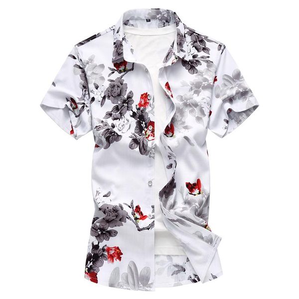 short sleeve flower shirt men summer cotton fabric man men's casual shirts, White;black
short sleeve flower shirt men summer cotton fabric man men's casual shirts, White;black