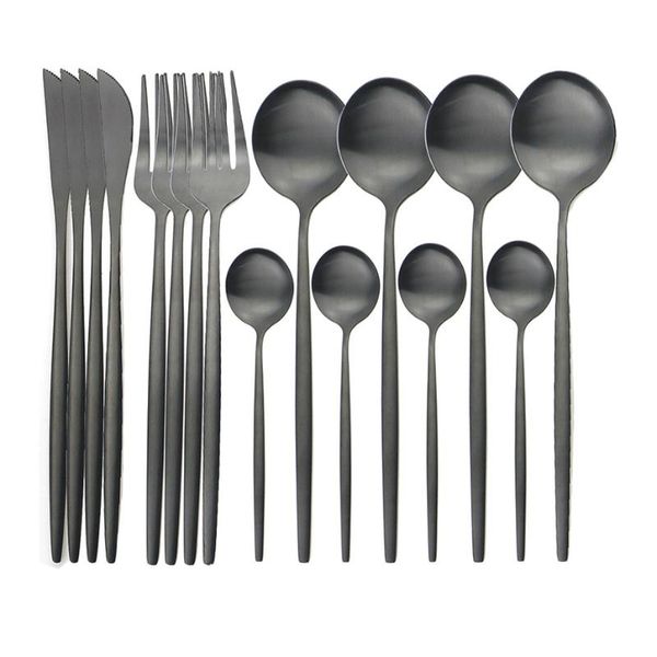 16pcs black dinnerware set matte cutlery 304 stainless steel tableware knife fork spoon silverware kitchen flatware sets
16pcs black dinnerware set matte cutlery 304 stainless steel tableware knife fork spoon silverware kitchen flatware sets