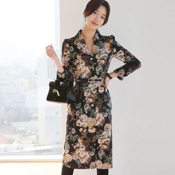 long sleeve dress spring bandage notched neck single-breasted midi office lady work fashion floral print clothes 210529, Black;gray
long sleeve dress spring bandage notched neck single-breasted midi office lady work fashion floral print clothes 210529, Black;gray