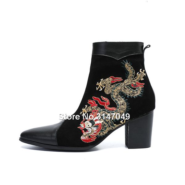 boots high heels men 8cm embroider dragon pointed toe leather fashion patchwork ankle cow suede big size 38-471 tld5, Black
boots high heels men 8cm embroider dragon pointed toe leather fashion patchwork ankle cow suede big size 38-471 tld5, Black