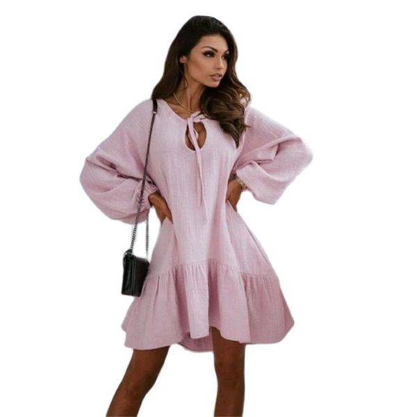 women fashion loose style summer dress solid color puff sleeve 4 colors casual clothes drop dresses, Black;gray
women fashion loose style summer dress solid color puff sleeve 4 colors casual clothes drop dresses, Black;gray