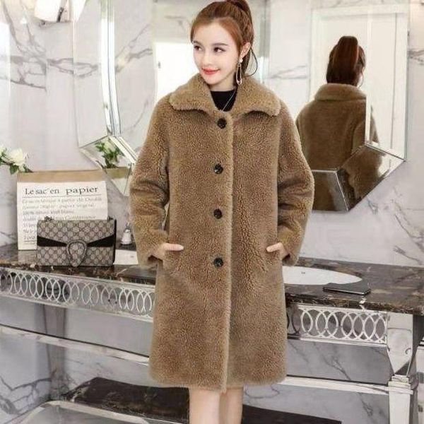 winter slim and thickened lapel imitation cashmere coat fur lamb wool medium length female women's jackets, Black;brown
winter slim and thickened lapel imitation cashmere coat fur lamb wool medium length female women's jackets, Black;brown