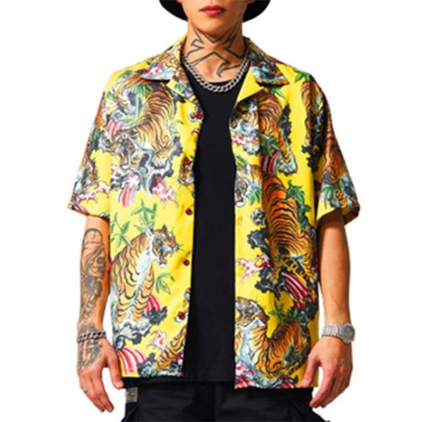 print shirts men summer tiger tropical floral camisa turn-down collar short sleeve casual dress male mcs101 210809, White;black
print shirts men summer tiger tropical floral camisa turn-down collar short sleeve casual dress male mcs101 210809, White;black