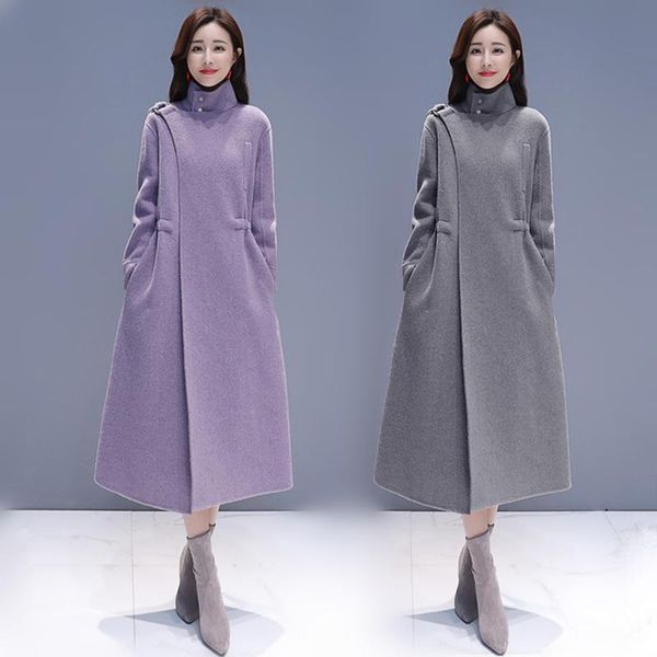 women's wool & blends winter autumn ladies casual coat solid color blend jacket x long, Black
women's wool & blends winter autumn ladies casual coat solid color blend jacket x long, Black
