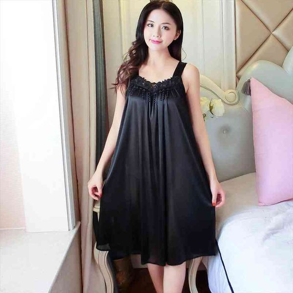 night dress women sleepwear summer nightie sleeveless satin lace nightgowns femme lingerie plus size loose long nightdress, Black;red
night dress women sleepwear summer nightie sleeveless satin lace nightgowns femme lingerie plus size loose long nightdress, Black;red