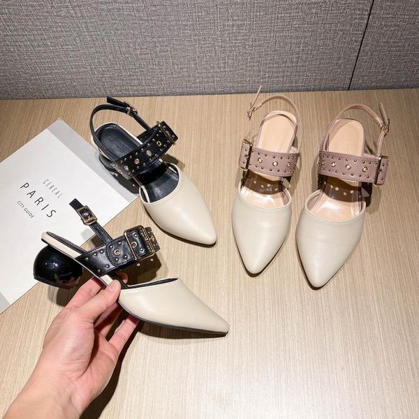 dress shoes pointed toe rivets buckle belt modern sandals women 2021 summer mules mixed color round heels gladiator sandalias mujer, Black
dress shoes pointed toe rivets buckle belt modern sandals women 2021 summer mules mixed color round heels gladiator sandalias mujer, Black
