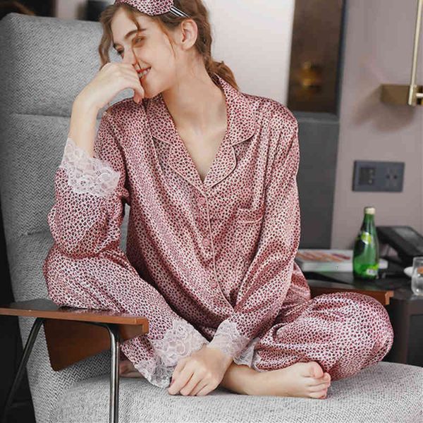 women's sleepwear satin women pajamas 2 pieces faux silk set spring leopard print long sleeve trousers homewear pzpp, Black;red
women's sleepwear satin women pajamas 2 pieces faux silk set spring leopard print long sleeve trousers homewear pzpp, Black;red