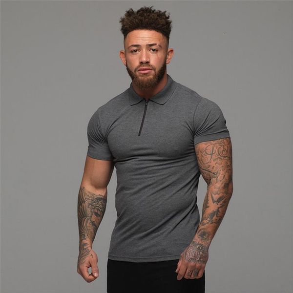 summer short sleeve gym men polo golf muscle solid zip male fashion cotton shirts, White;black
summer short sleeve gym men polo golf muscle solid zip male fashion cotton shirts, White;black