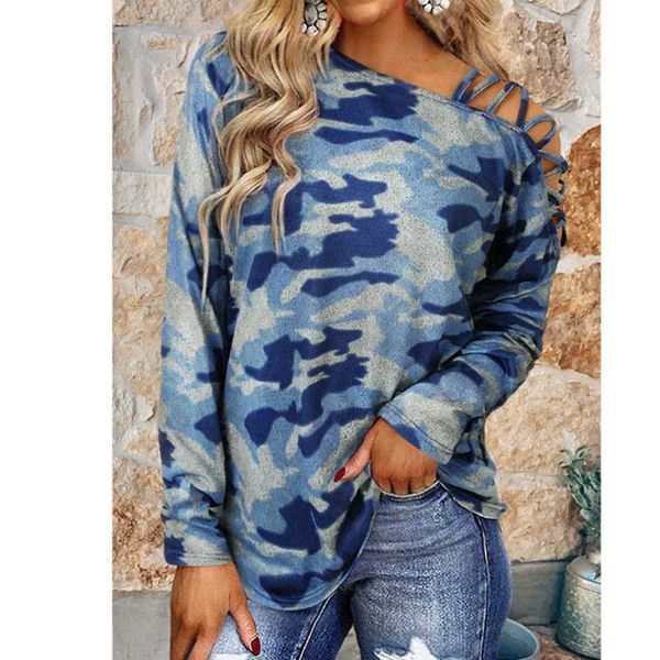 tees t-shirt 2021 early autumn women's clothing urban leisure camouflage shoulder belt cross neck long sleeve t-shirt, White
tees t-shirt 2021 early autumn women's clothing urban leisure camouflage shoulder belt cross neck long sleeve t-shirt, White