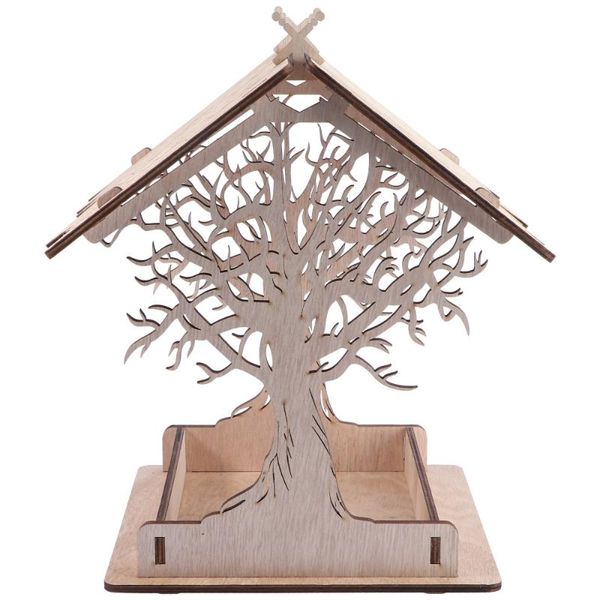 bird cages 1pc simulated birdcage outdoor feeding house wooden tool (brown) 
bird cages 1pc simulated birdcage outdoor feeding house wooden tool (brown)