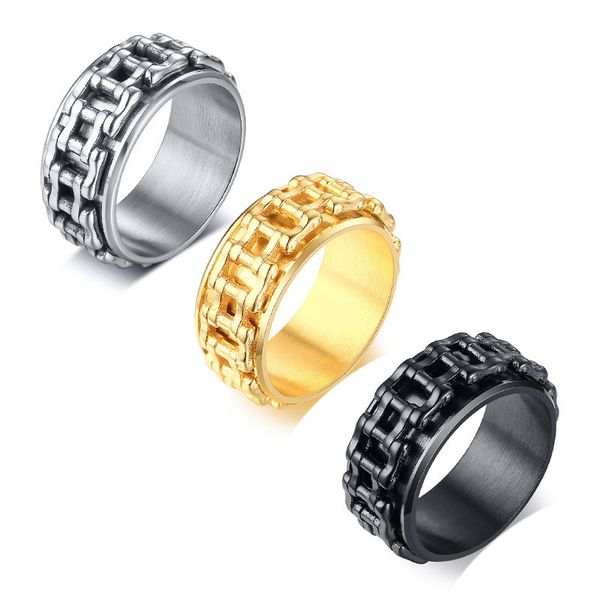 hip hop men ring motorcycle biker bicycle chain stainless steel wedding spinner rock male jewelry, Silver
hip hop men ring motorcycle biker bicycle chain stainless steel wedding spinner rock male jewelry, Silver