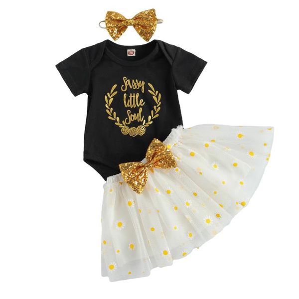 born baby girls clothes sets 3pcs letter print short sleeve romper sequined bow lace tutu skirts clothing, White
born baby girls clothes sets 3pcs letter print short sleeve romper sequined bow lace tutu skirts clothing, White