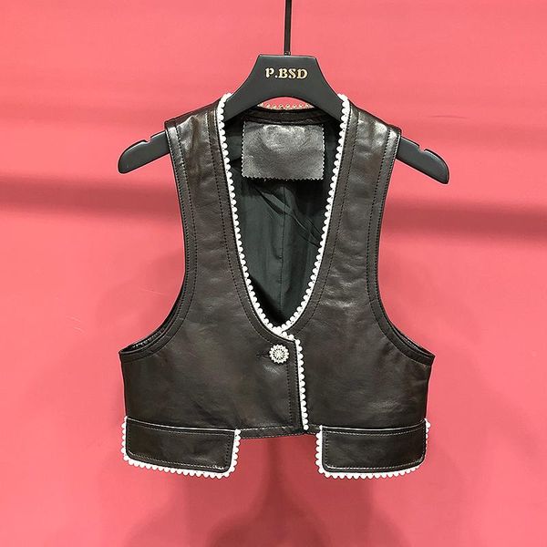 women's vests small fragrant leather waistcoat, fashionable pearl sheepskin vest, black all-match 2021 spring and autumn waistcoat, Black;white
women's vests small fragrant leather waistcoat, fashionable pearl sheepskin vest, black all-match 2021 spring and autumn waistcoat, Black;white