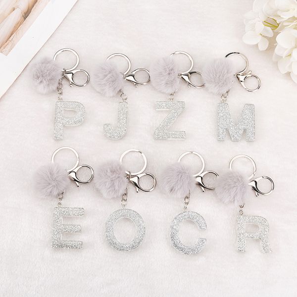 Keyring Silver Color English Letter Keychain with Puffer Ball 26 English word Glitter Resin A TO Q Handbag Charms for Woman
Keyring Silver Color English Letter Keychain with Puffer Ball 26 English word Glitter Resin A TO Q Handbag Charms for Woman