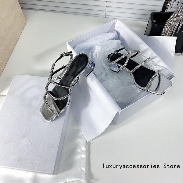 dress shoes 2021 summer fashion brand rhinestone women sandals square open toe block heels one word buckle crystal ladies party, Black 
dress shoes 2021 summer fashion brand rhinestone women sandals square open toe block heels one word buckle crystal ladies party, Black