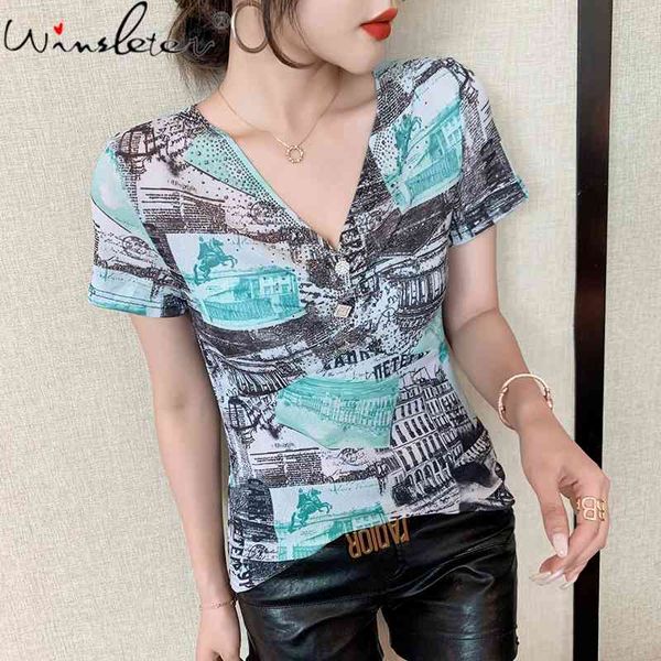 women's t-shirt summer korean clothes mesh v-neck print graffiti shiny diamonds women short sleeve all match tees t15526, White
women's t-shirt summer korean clothes mesh v-neck print graffiti shiny diamonds women short sleeve all match tees t15526, White
